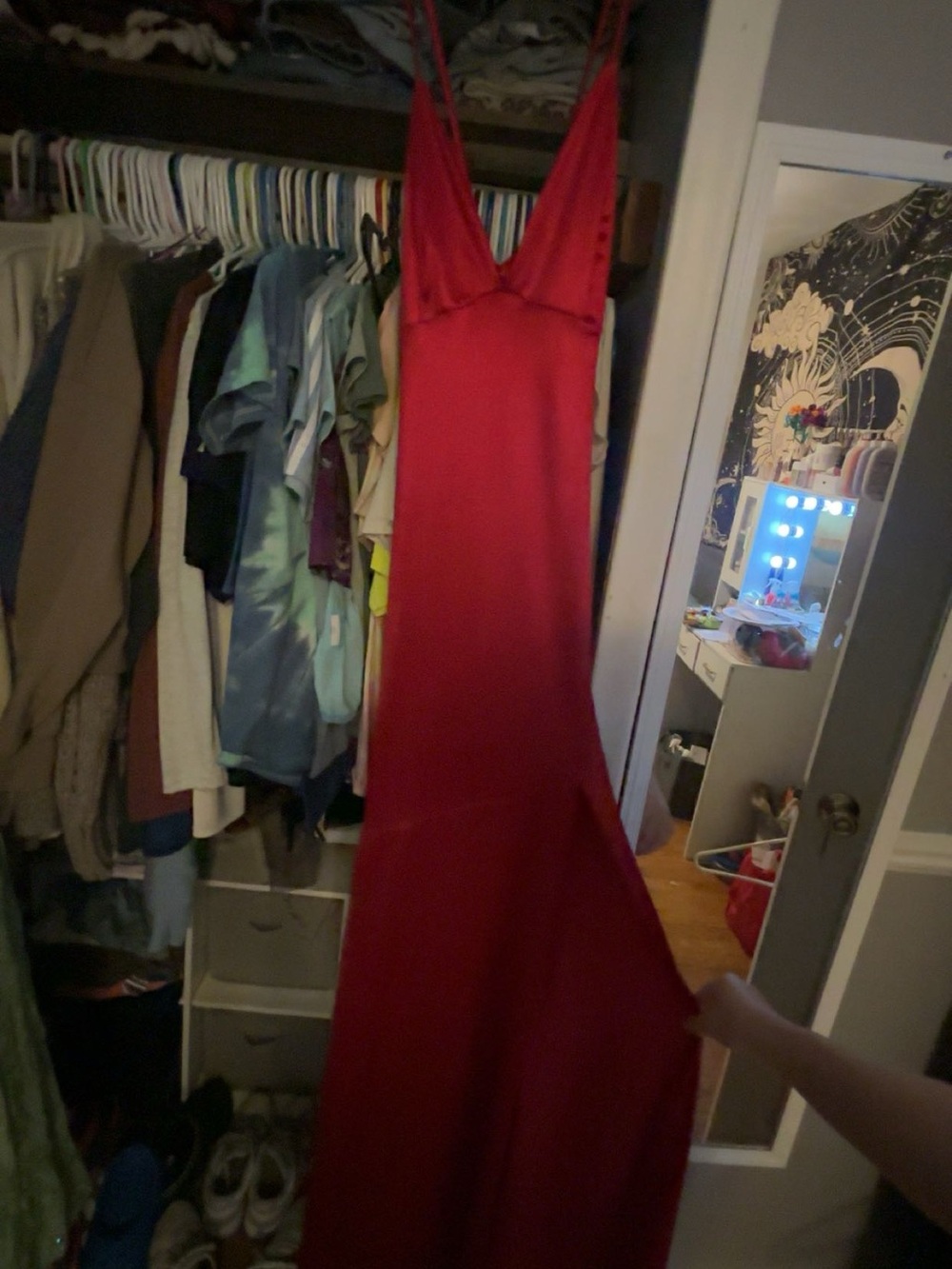 Windsor Red Satin Maxi Slip Dress